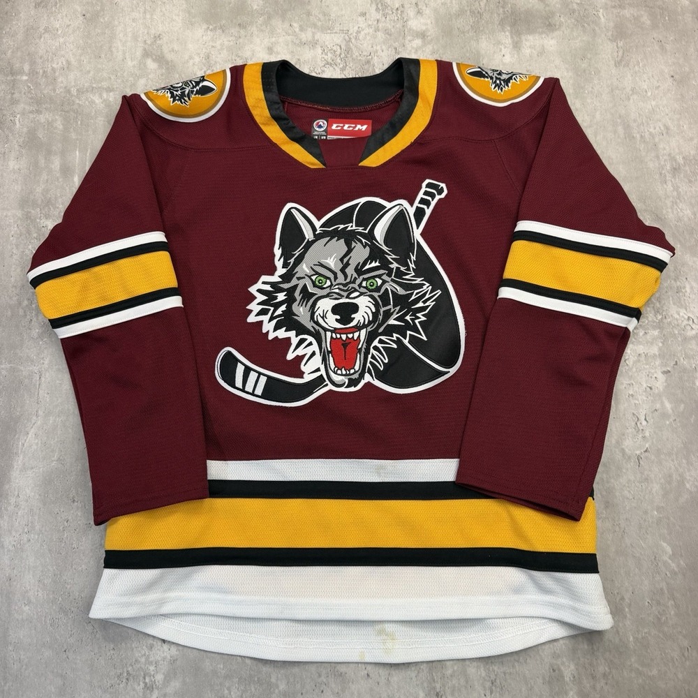 Reebok Chicago Wolves Hockey Jersey Youth Boys L/XL Burgundy Officially Licensed